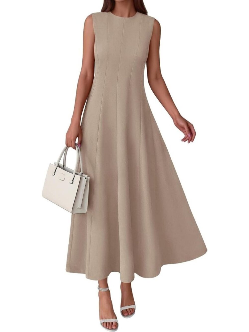 Sleeveless Crewneck Fall Maxi Dress for Women with Pockets - Casual Chic Style